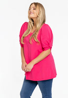 Tunic flare puff sleeve COTTON - pink - #1