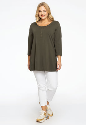 Tunic flare fit buttons COTTON - green  - #2