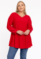 Tunic wide bottom V-neck Dolce - red  - #1