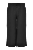 Cropped trousers waist cord LINEN - black  - #4