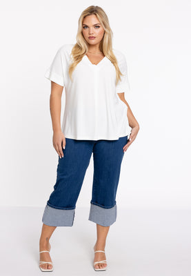 Jeans 4 pocket turn-up crop - indigo - #2