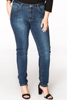 Contrast stitching jeans - indigo - #1