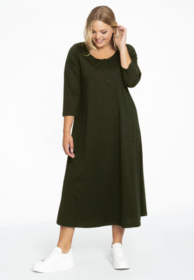 Long A-line dress COTTON - green  - #2