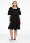 Dress A-line buttons COTTON - black 