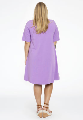 Dress A-line buttons COTTON - light purple - #3