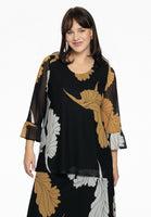 Shirt A-line FLOWER - black  - #1