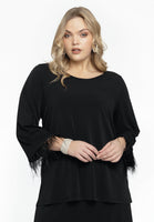 Shirt A-line with feathers DOLCE - black  - #1