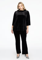 Shirt A-line standing collar VELVET - black - #2