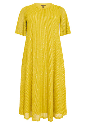 Dress circle sleeve paillet - yellow - #4