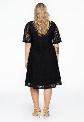 Dress A-line cut-out LACE - black  - #3