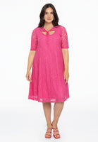 Dress A-line cut-out LACE - pink - #2