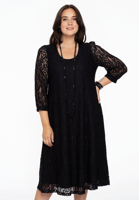 Dress A-line LACE - black  - #1