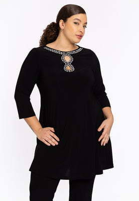 Tunic wide bottom beads DOLCE - black  - #1