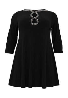 Tunic wide bottom beads DOLCE - black  - #1