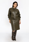 Pencil skirt FAUX LEATHER - light green