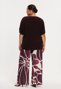 Trousers loose FLORAL MERLOT - dark red - #2