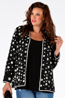 Jacket beaded v-neck short - black  - #1