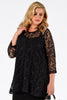 Shirt flare beaded trim LACE - black 