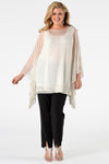 Tunic square net beaded border - white - #2