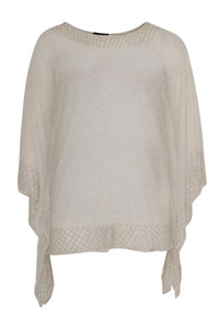 Tunic square net beaded border - white - #4