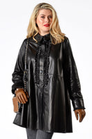 Blouse ruffled leather - black  - #1