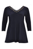 Shirt flare beaded v-neck DOLCE - blue - #4