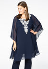 Tunic lace neck voile - blue