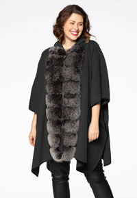 Poncho fur collar - black - #1