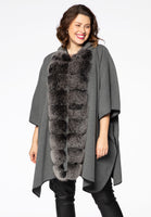 Poncho fur collar - grey  - #1