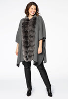 Poncho fur collar - grey  - #2