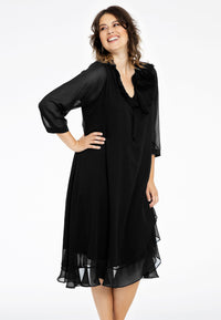 Dress ruffled VOILE - black - #1