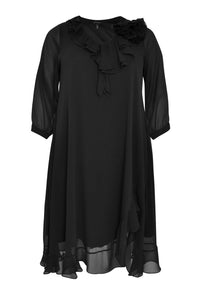Dress ruffled VOILE - black - #4