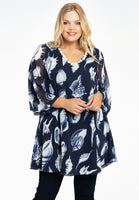 Tunic wide bottom SEA SHELLS - blue - #1