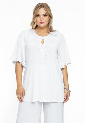 Tunic flare frilled sleeves DOLCE - white  - #1