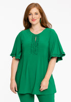 Tunic flare frilled sleeves DOLCE - green  - #1