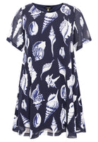 Dress A-line SEA SHELLS - blue - #4