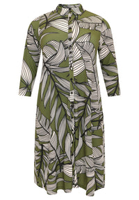 Blouse midi BATIK LEAVES - green - #4
