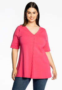 Tunic flare buttoned COTTON - pink - #1