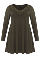 Tunic wide bottom frilled DOLCE - dark green - #1