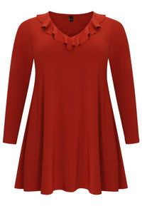 Tunic wide bottom frilled DOLCE - mid brown - #4