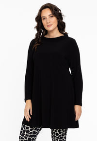Tunic wide bottom folded collar DOLCE - black - #1