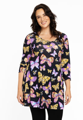 Tunic wide bottom BUTTERFLY - black  - #1