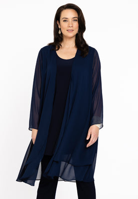 Cardigan long double front VOILE - blue - #1