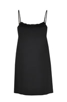 Slip dress elastic waist with lace - black  - #3