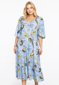 Dress double v-neck BLOOMING - light blue - #1