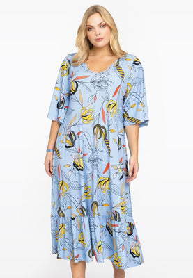 Dress double v-neck BLOOMING - light blue - #1