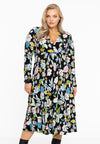 Jurk met V-hals FLOWERPOWER - black