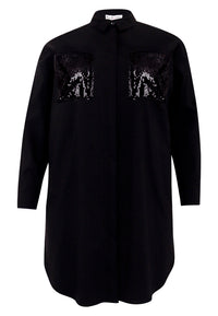 Blouse-dress sequins - black - #4