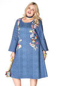 Dress denim/emoji - blue - #1