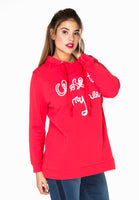 Sweater hooded Close to - red  - #1